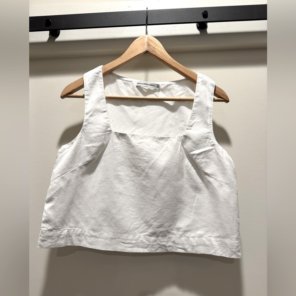 Abercrombie & Fitch Linen Boxy Tank - White